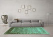Machine Washable Oriental Turquoise Industrial Area Rugs in a Living Room,, wshurb1012turq