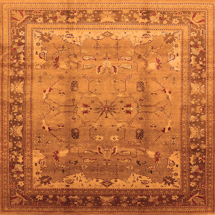 Square Machine Washable Oriental Orange Industrial Area Rugs, wshurb1012org