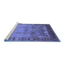 Sideview of Machine Washable Oriental Blue Industrial Rug, wshurb1012blu