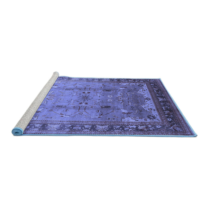Sideview of Machine Washable Oriental Blue Industrial Rug, wshurb1012blu