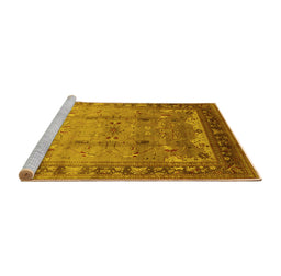 Sideview of Machine Washable Oriental Yellow Industrial Rug, wshurb1012yw