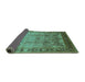 Sideview of Oriental Turquoise Industrial Rug, urb1012turq