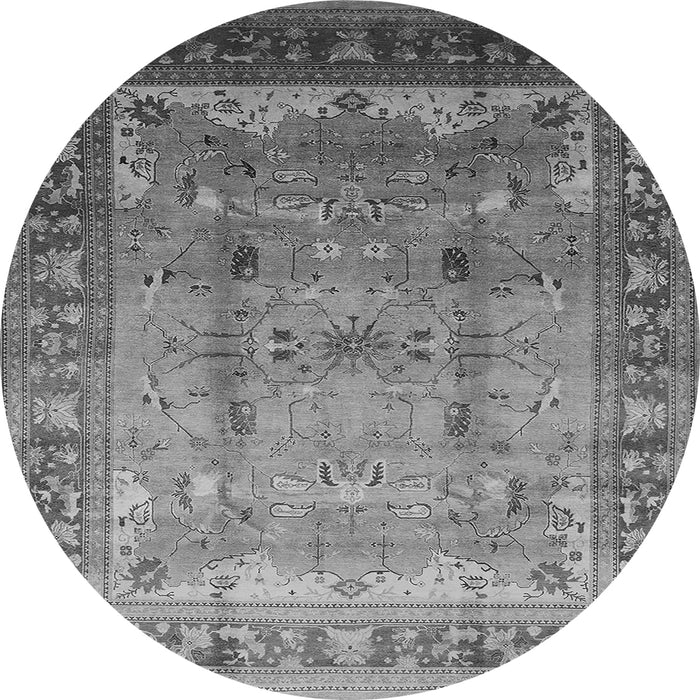 Round Machine Washable Oriental Gray Industrial Rug, wshurb1012gry