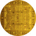 Round Oriental Yellow Industrial Rug, urb1012yw