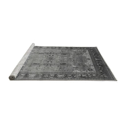 Sideview of Machine Washable Oriental Gray Industrial Rug, wshurb1012gry