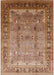 Mid-Century Modern Brown Sand Brown Oriental Rug, urb1012