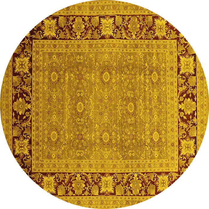 Round Oriental Yellow Industrial Rug, urb1013yw