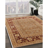 Mid-Century Modern Mahogany Brown Oriental Rug, urb1013