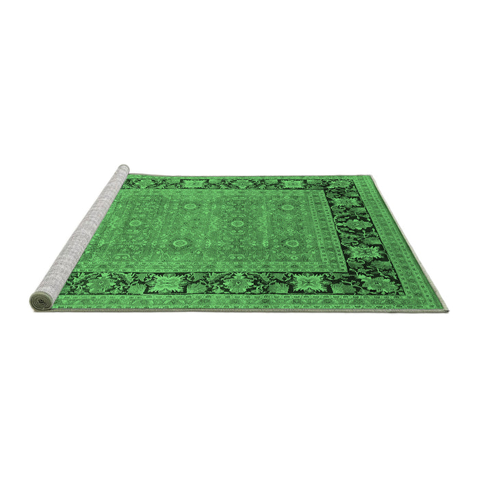 Sideview of Machine Washable Oriental Emerald Green Industrial Area Rugs, wshurb1013emgrn