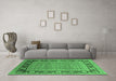 Machine Washable Oriental Emerald Green Industrial Area Rugs in a Living Room,, wshurb1013emgrn