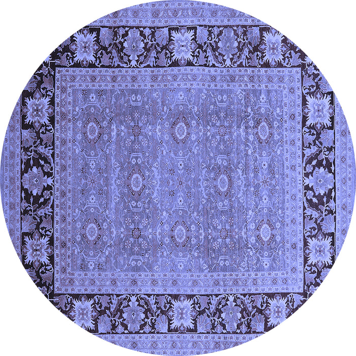 Round Oriental Blue Industrial Rug, urb1013blu