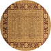 Round Oriental Brown Industrial Rug, urb1013brn