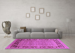 Machine Washable Oriental Purple Industrial Area Rugs in a Living Room, wshurb1013pur