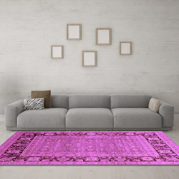Machine Washable Oriental Purple Industrial Area Rugs in a Living Room, wshurb1013pur