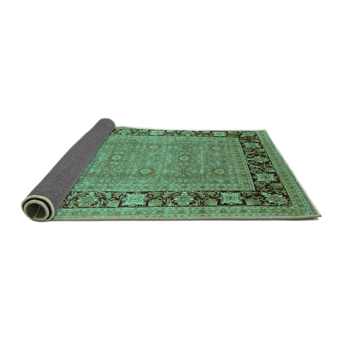 Sideview of Oriental Turquoise Industrial Rug, urb1013turq