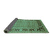 Sideview of Oriental Turquoise Industrial Rug, urb1013turq