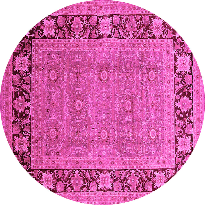 Round Machine Washable Oriental Pink Industrial Rug, wshurb1013pnk