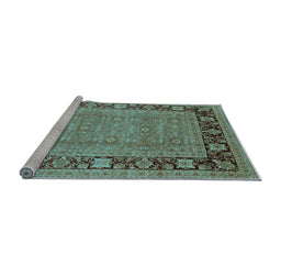 Sideview of Machine Washable Oriental Light Blue Industrial Rug, wshurb1013lblu