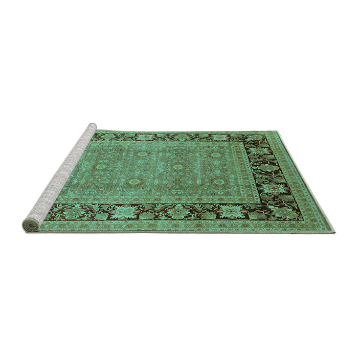 Sideview of Machine Washable Oriental Turquoise Industrial Area Rugs, wshurb1013turq