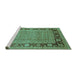 Sideview of Machine Washable Oriental Turquoise Industrial Area Rugs, wshurb1013turq