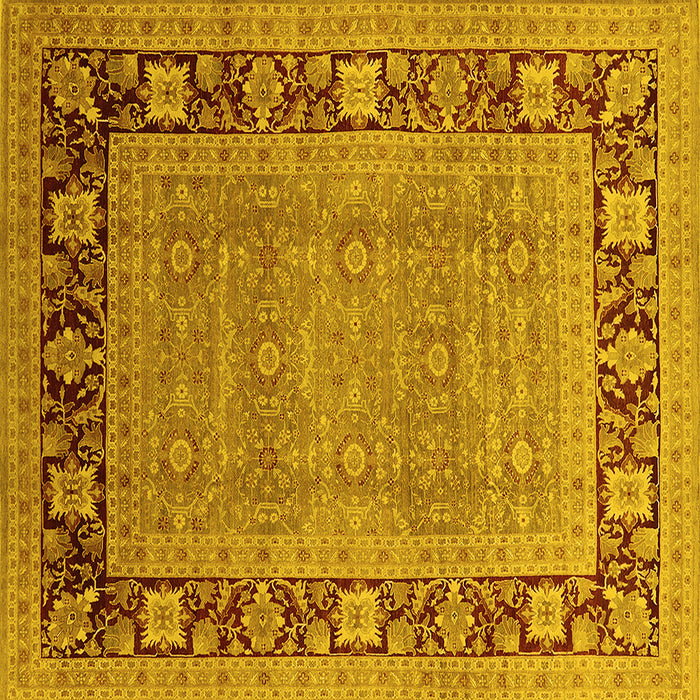 Square Machine Washable Oriental Yellow Industrial Rug, wshurb1013yw