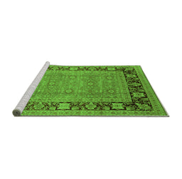Sideview of Machine Washable Oriental Green Industrial Area Rugs, wshurb1013grn