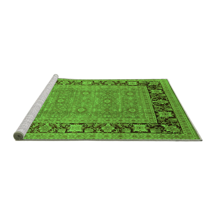 Sideview of Machine Washable Oriental Green Industrial Area Rugs, wshurb1013grn