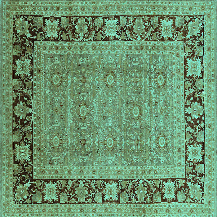 Square Oriental Turquoise Industrial Rug, urb1013turq