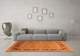 Machine Washable Oriental Orange Industrial Area Rugs in a Living Room, wshurb1013org