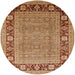 Round Mid-Century Modern Mahogany Brown Oriental Rug, urb1013