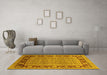 Machine Washable Oriental Yellow Industrial Rug in a Living Room, wshurb1013yw