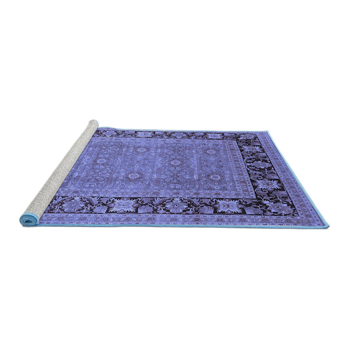 Sideview of Machine Washable Oriental Blue Industrial Rug, wshurb1013blu