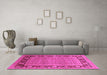 Machine Washable Oriental Pink Industrial Rug in a Living Room, wshurb1013pnk