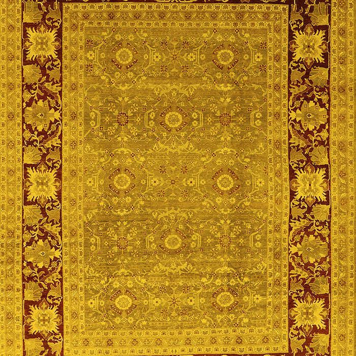 Machine Washable Oriental Yellow Industrial Rug, wshurb1013yw