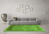 Machine Washable Oriental Green Industrial Rug, wshurb1013grn