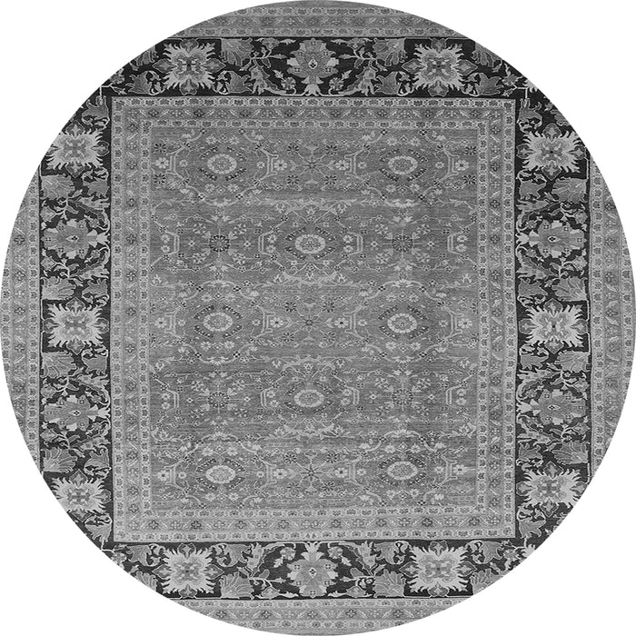 Round Oriental Gray Industrial Rug, urb1013gry