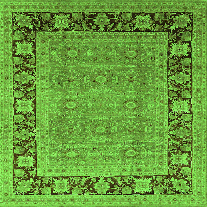 Square Oriental Green Industrial Rug, urb1013grn