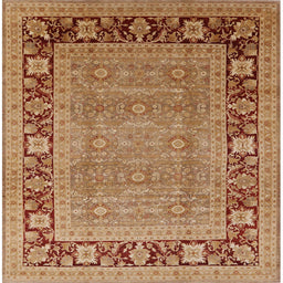 Square Mid-Century Modern Mahogany Brown Oriental Rug, urb1013
