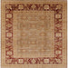 Square Mid-Century Modern Mahogany Brown Oriental Rug, urb1013