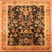 Square Machine Washable Oriental Orange Industrial Area Rugs, wshurb1014org