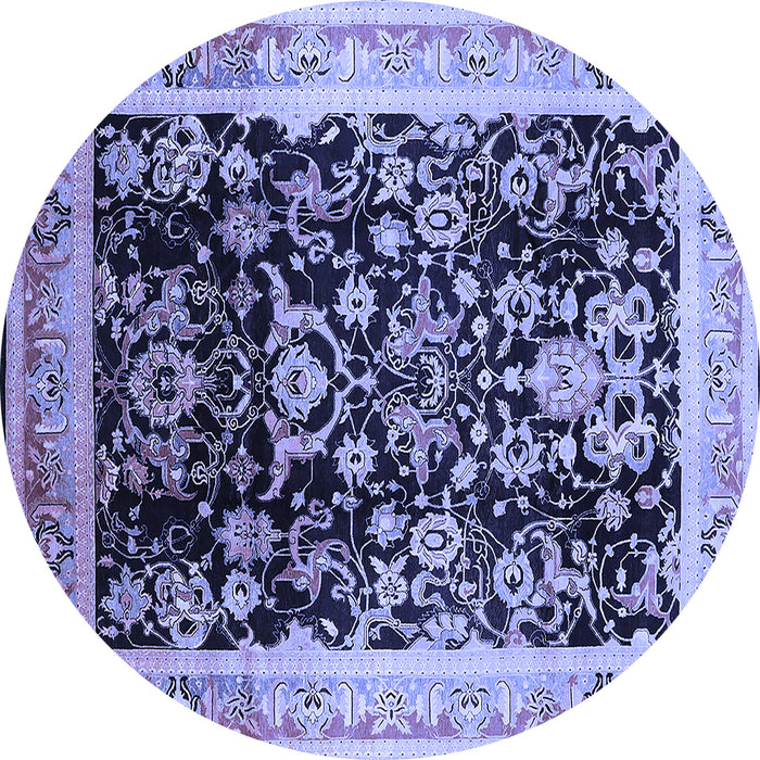 Round Oriental Blue Industrial Rug, urb1014blu