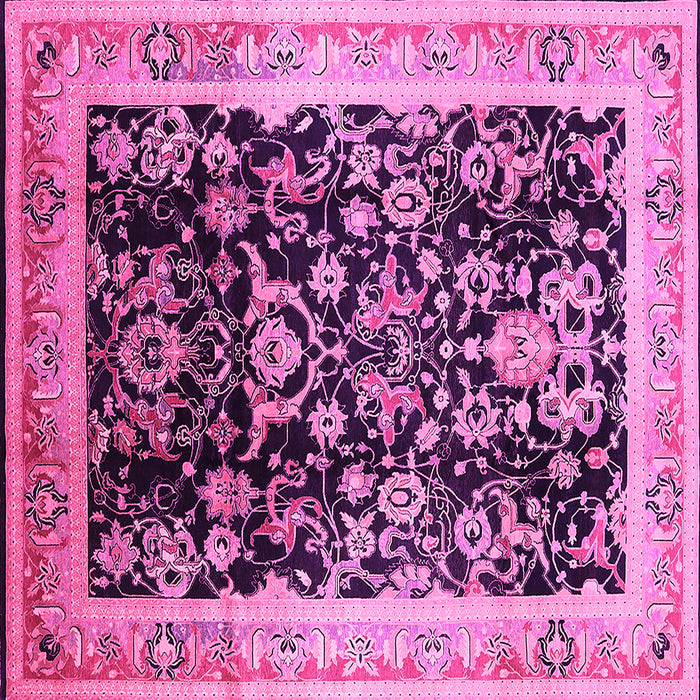 Square Machine Washable Oriental Pink Industrial Rug, wshurb1014pnk