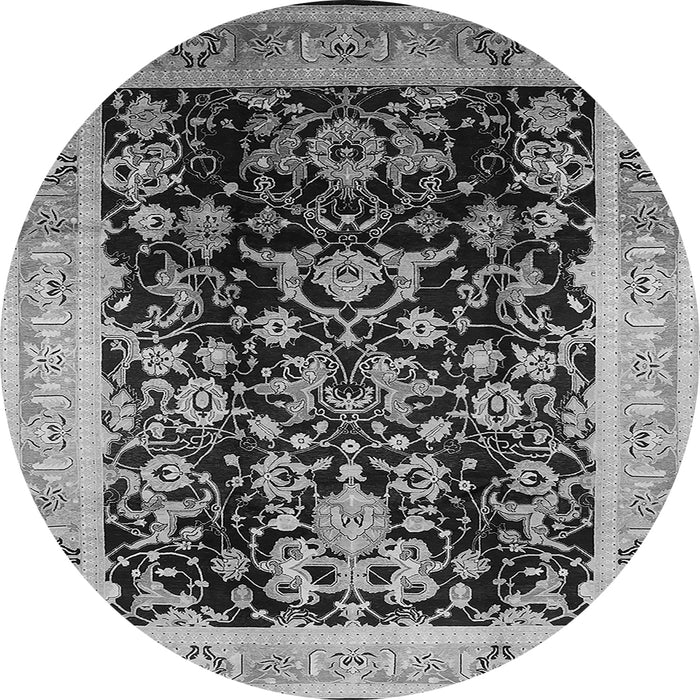Round Oriental Gray Industrial Rug, urb1014gry