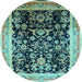 Round Oriental Light Blue Industrial Rug, urb1014lblu