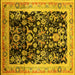 Square Machine Washable Oriental Yellow Industrial Rug, wshurb1014yw