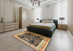 Mid-Century Modern Bakers Brown Oriental Rug in a Bedroom, urb1014