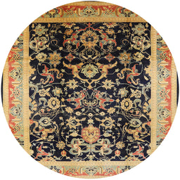 Round Mid-Century Modern Bakers Brown Oriental Rug, urb1014