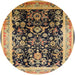 Round Mid-Century Modern Bakers Brown Oriental Rug, urb1014