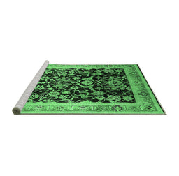 Sideview of Machine Washable Oriental Emerald Green Industrial Area Rugs, wshurb1014emgrn