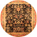 Round Machine Washable Oriental Orange Industrial Area Rugs, wshurb1014org